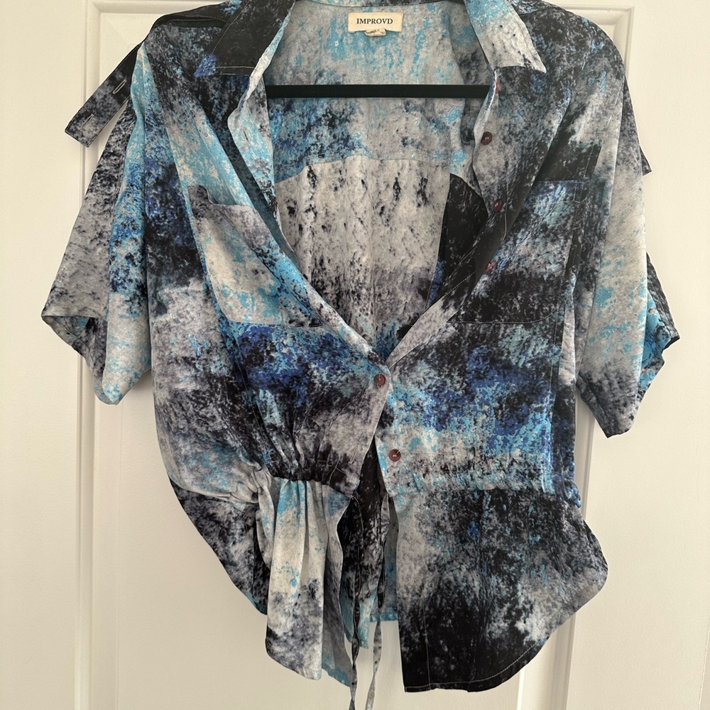 Blue and Black Women's Top
